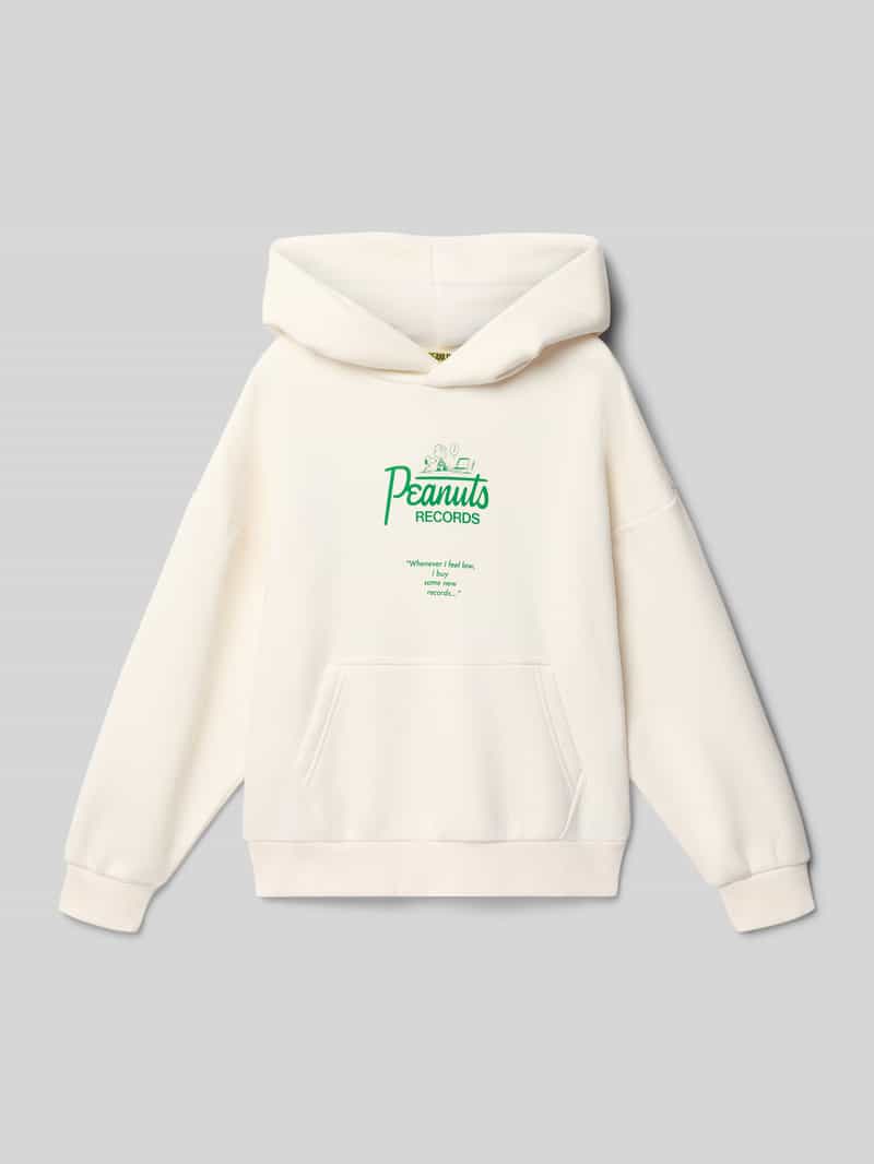 ONLY & SONS Regular Fit Hoodie aus Baumwoll-Mix Modell 'PEANUTS' in Ecru, Größe 146 2015770146