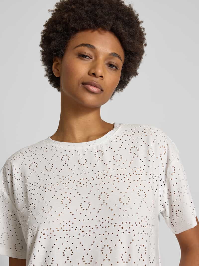 Pieces Regular fit T-shirt met etskanteffect model 'ABBY'