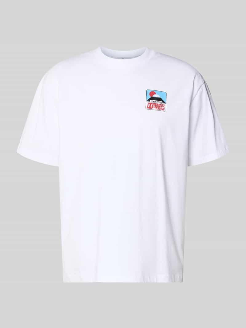 T-shirt met labelprint model 'SUNSET ON FUJI SAN'