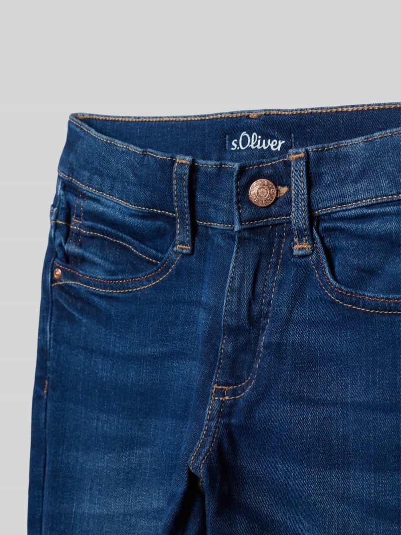 s.Oliver RED LABEL Slim fit jeans van katoenmix met contrastnaden model 'SURI'