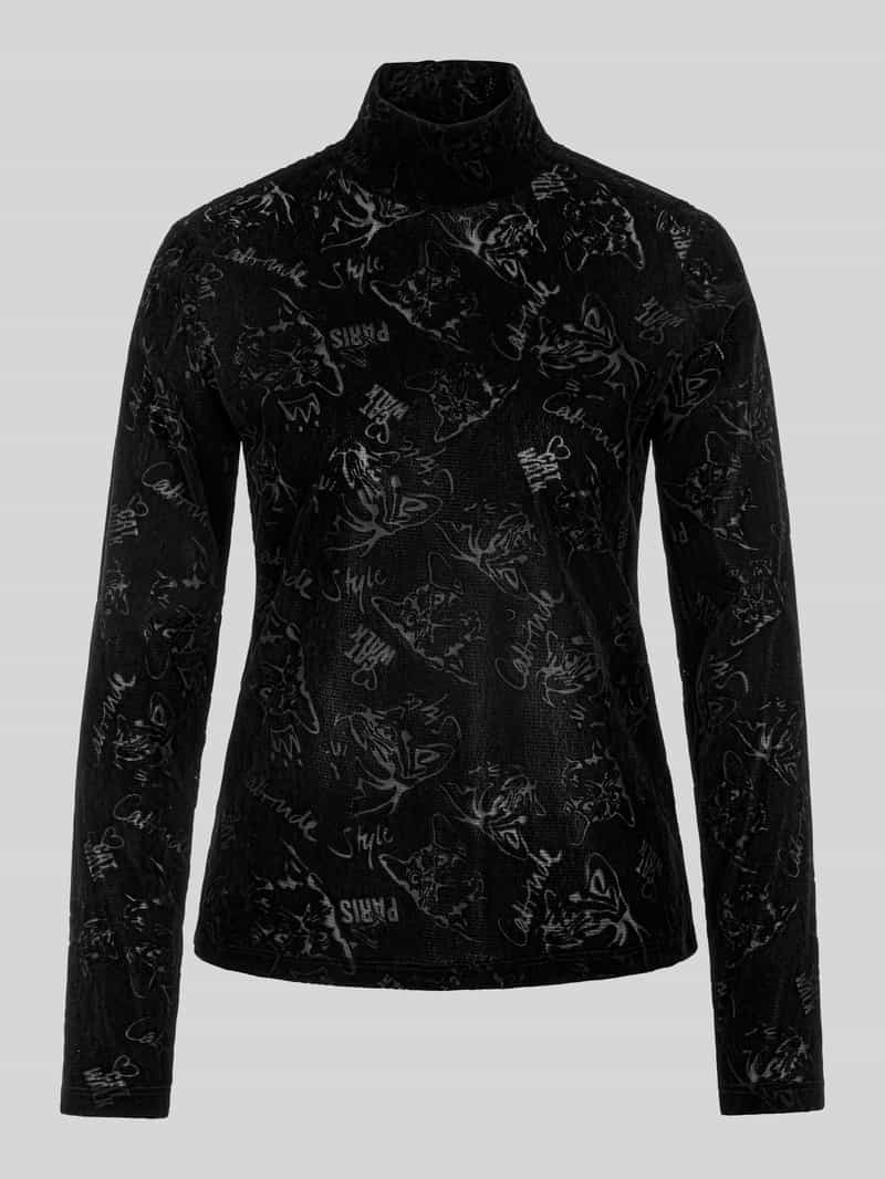 Marc Cain Shirt met lange mouwen met mock neck en all-over motief