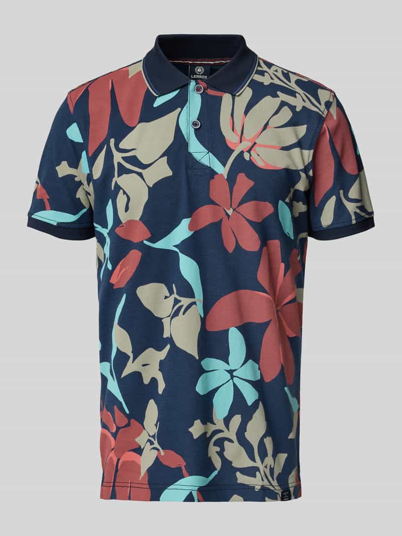 Lerros Regular fit poloshirt met geribde mouwboordjes