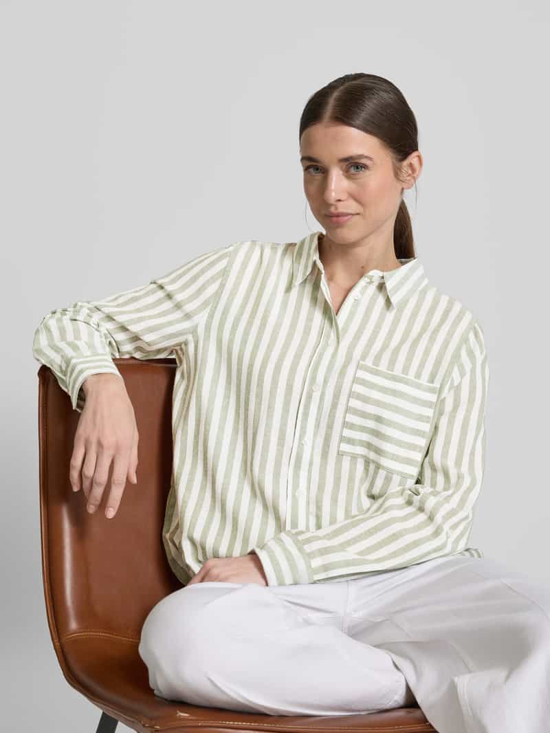 ZABAIONE Regular fit linnen blouse met borstzak