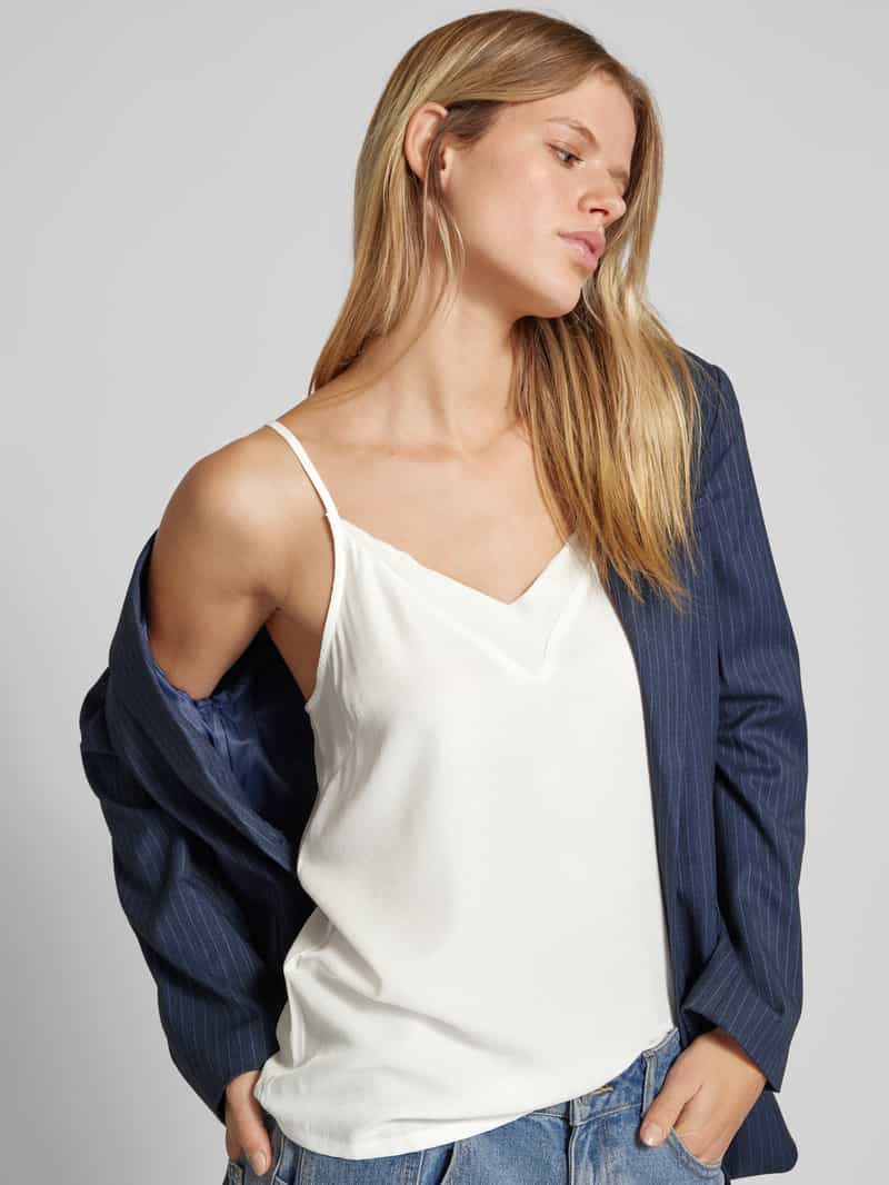 Only Regular fit top met bandjes met viscose en mesh model 'MELVA'