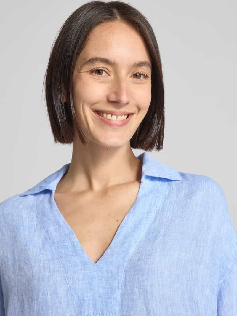 Christian Berg Woman Knielange linnen jurk met V-hals
