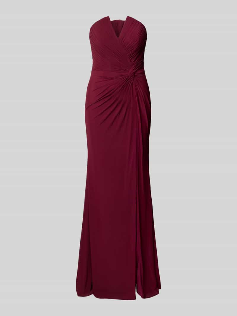 Mascara off-shoulderjurk met knoopdetail bordeaux, foto 2