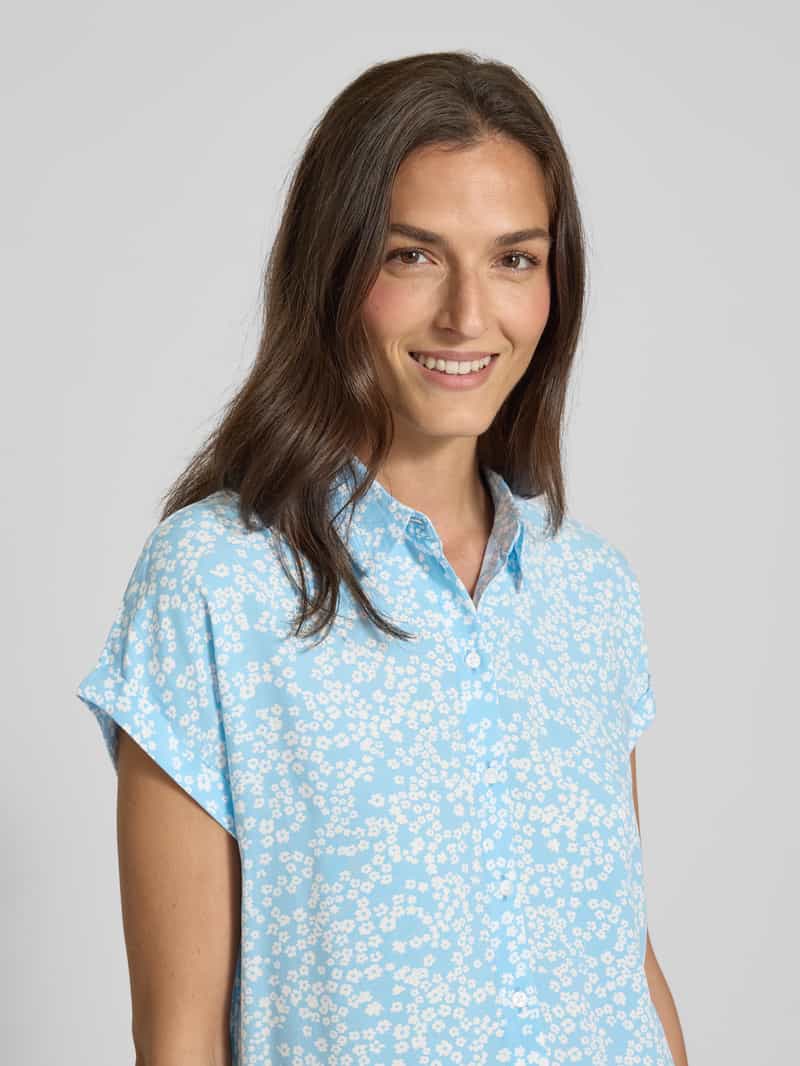Tom Tailor Denim Loose fit blouse met korte mouwen van pure viscose