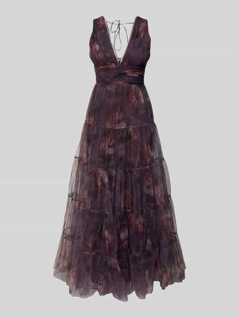 Lace & Beads Avondjurk in laagjeslook met tailleband