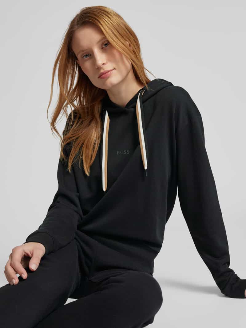 Boss Hoodie met labelprint model 'STRIPE'