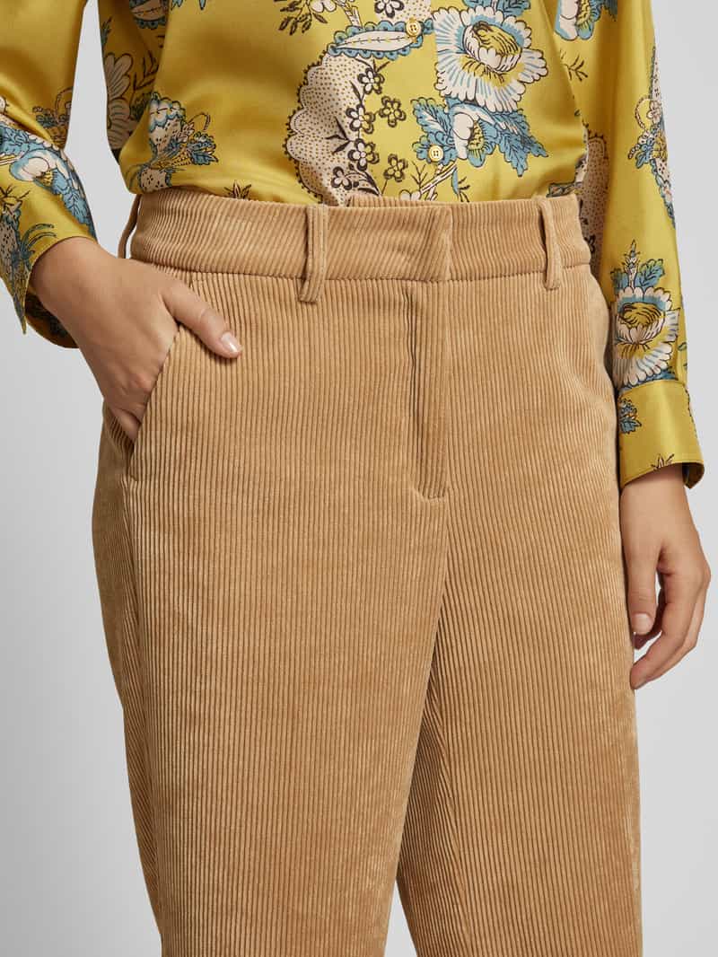 CAMBIO Wide leg corduroy broek met riemlussen