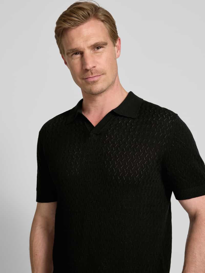 Selected Homme Regular fit poloshirt in gehaakte look model 'LINO'