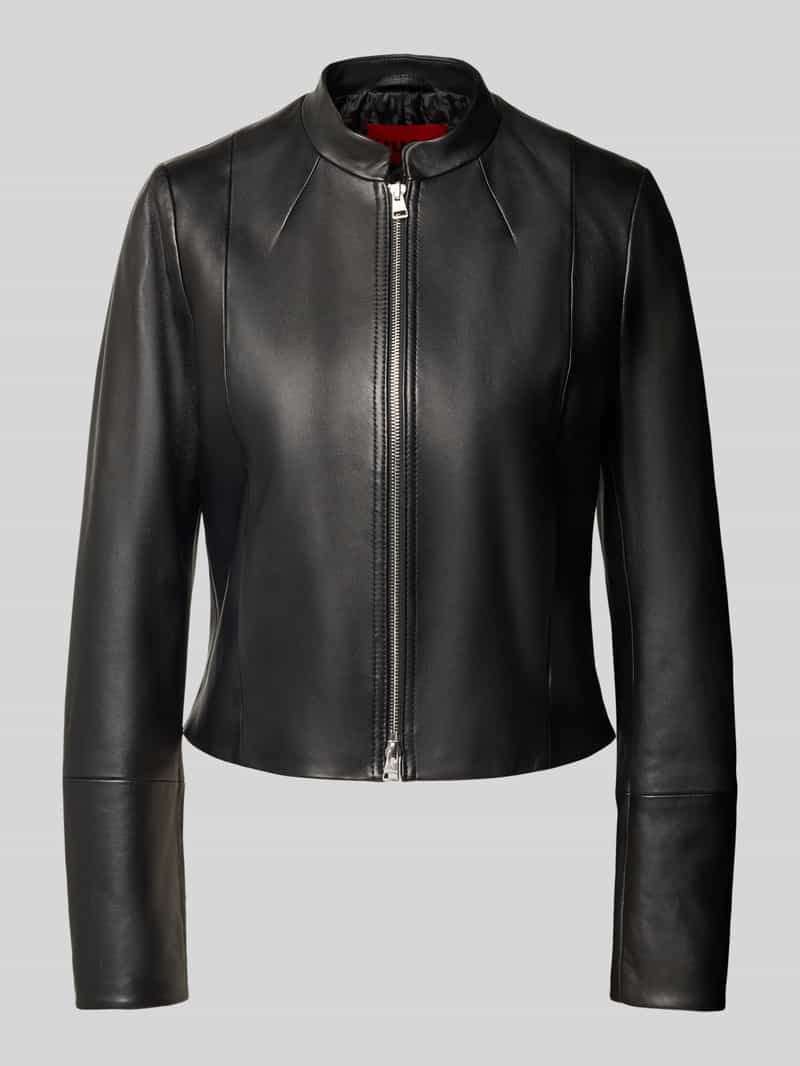 HUGO Leren jack met siernaden model 'Lasari'