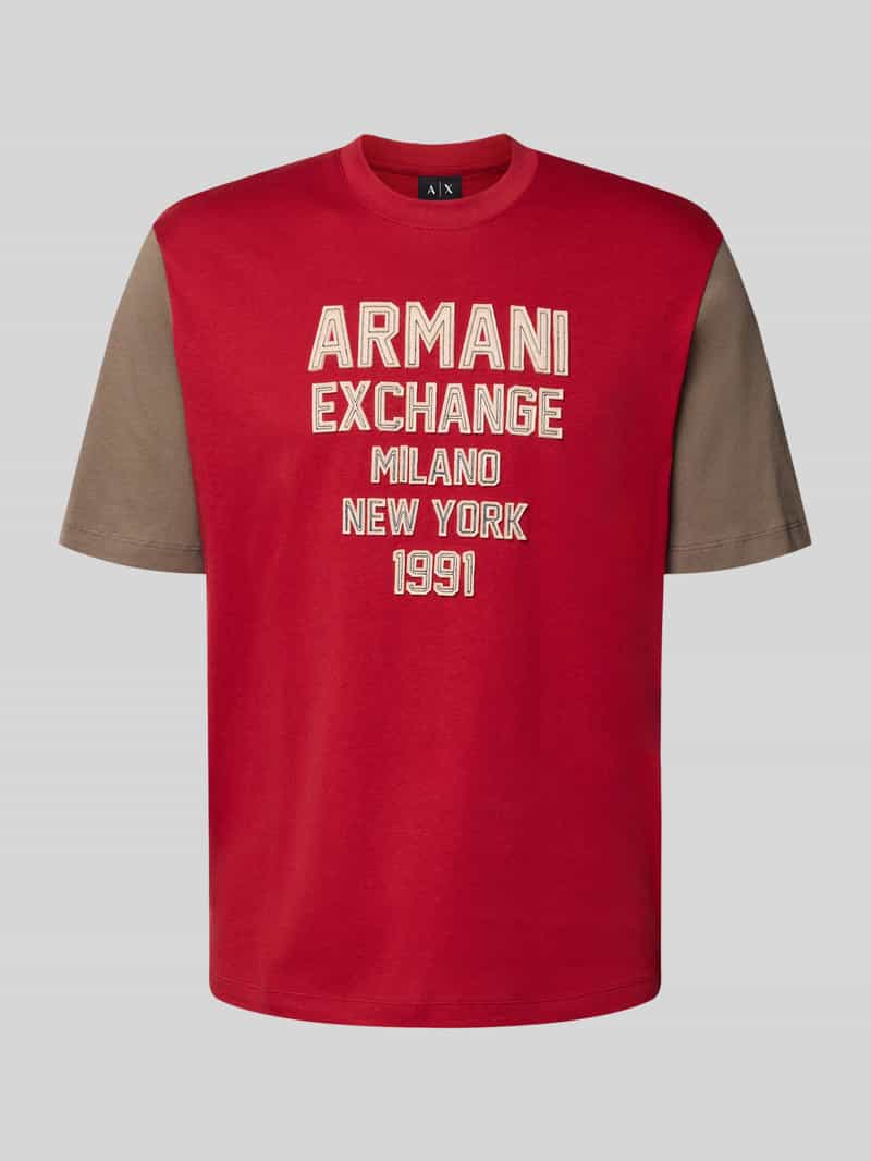 Armani Exchange T-shirt met labelstiksel en ronde hals