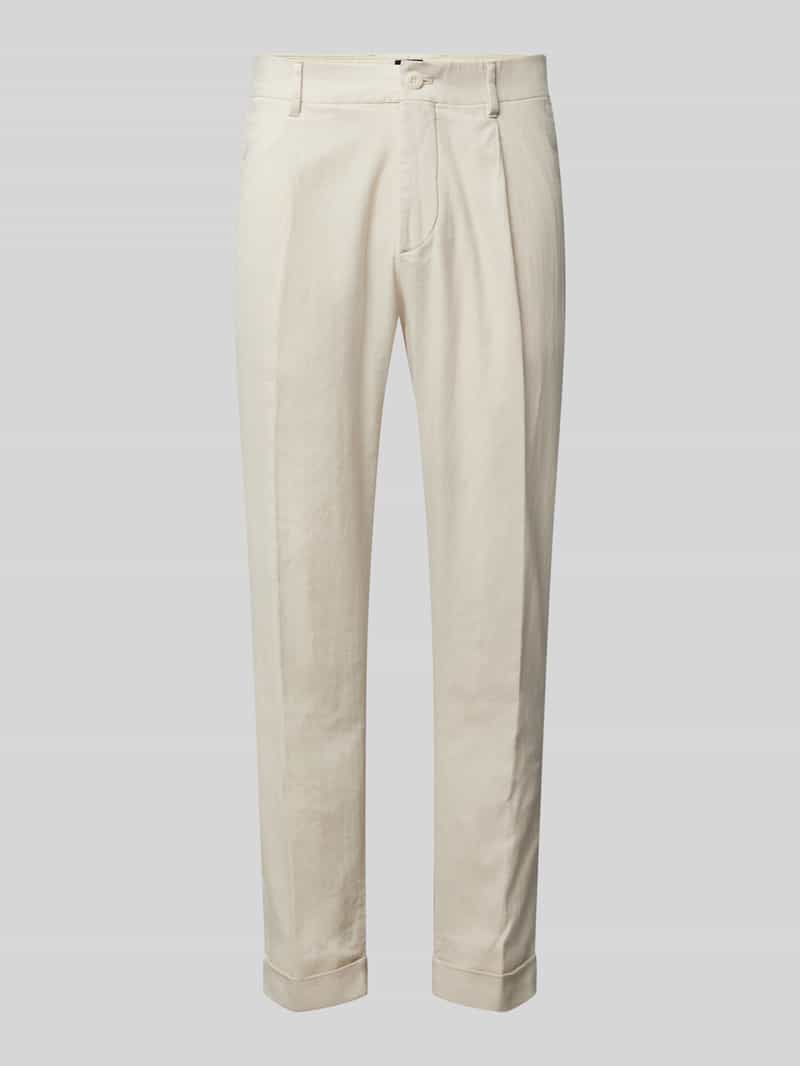 Strellson Regular fit bandplooibroek met ceintuurlussen model 'Louis'
