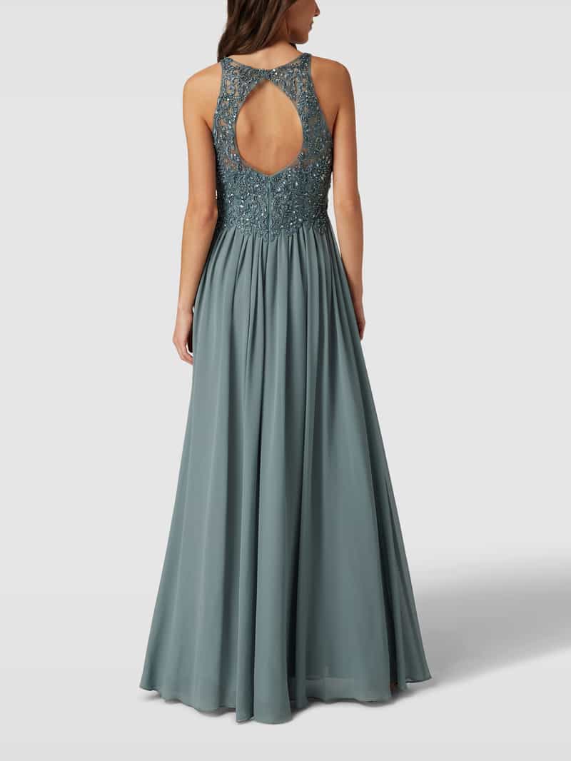 Avondjurk met bloemenborduursels en siersteentjes Laona