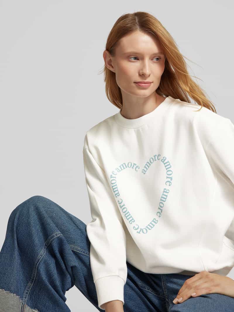Tom Tailor Denim Comfort fit sweatshirt van katoenmix met tekstprint