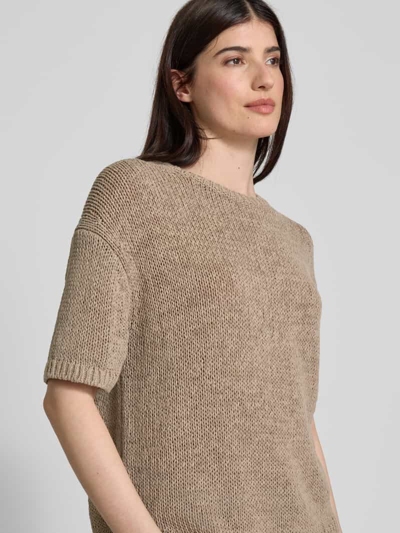 Marc O'Polo Loose fit gebreide pullover van een katoenmix met korte mouwen