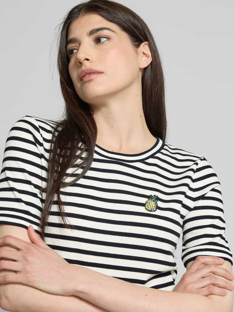 Marc Cain T-shirt met motiefstitching en ronde hals