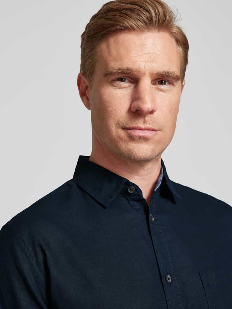 Tom Tailor Regular fit linnen overhemd met korte mouwen