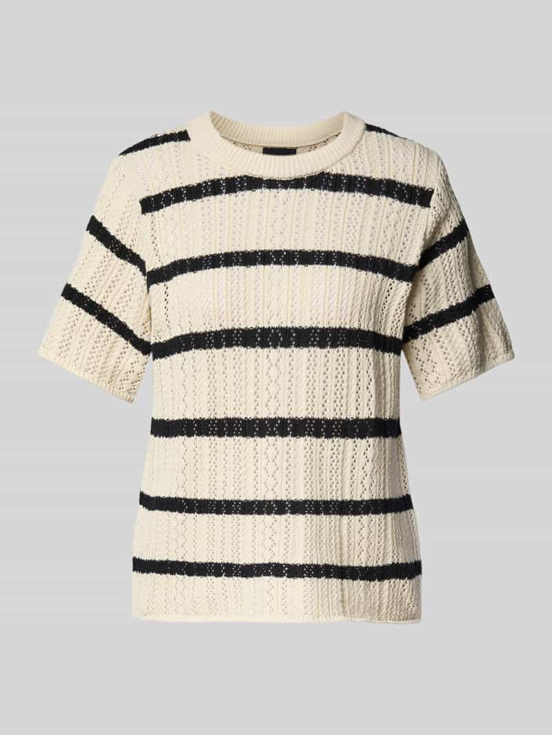 Pieces Regular fit gebreid T-shirt van puur katoen