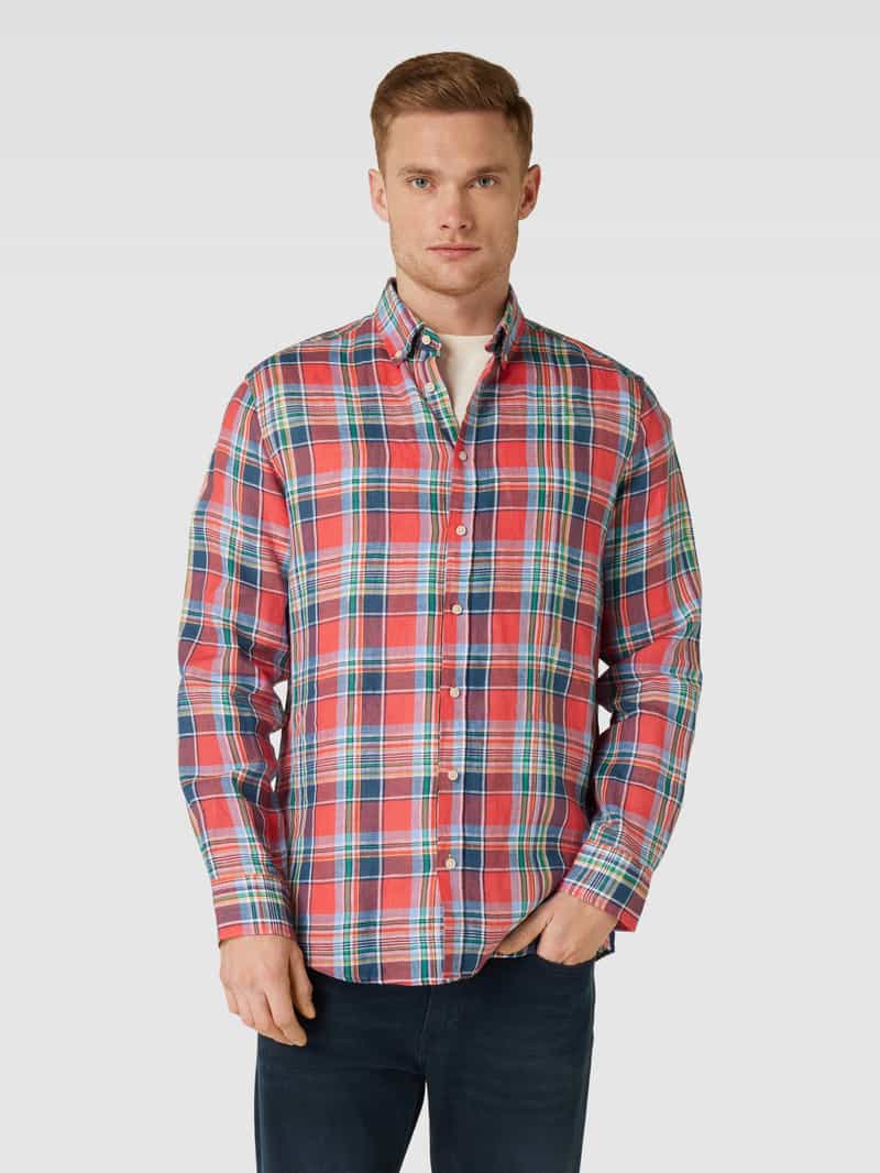 Regular fit vrijetijdsoverhemd van linnen met tartanruit Christian Berg Men