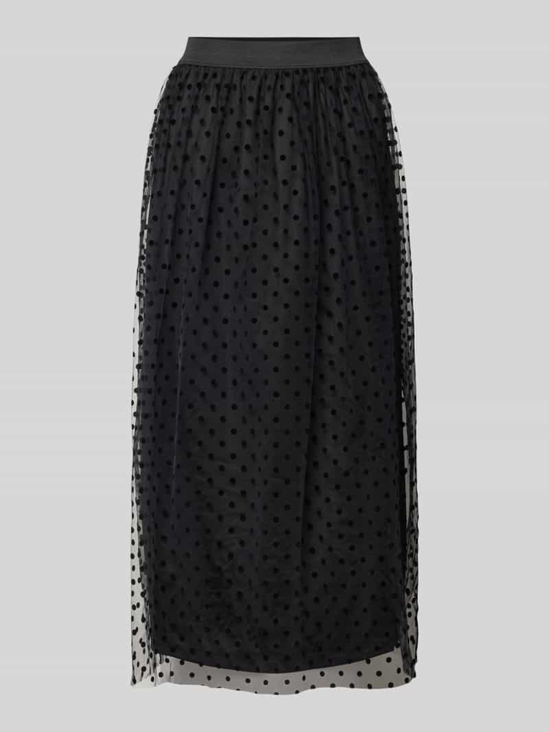 Vero Moda Uitlopende midirok met semi-transparante bovenrok model 'NETHA'