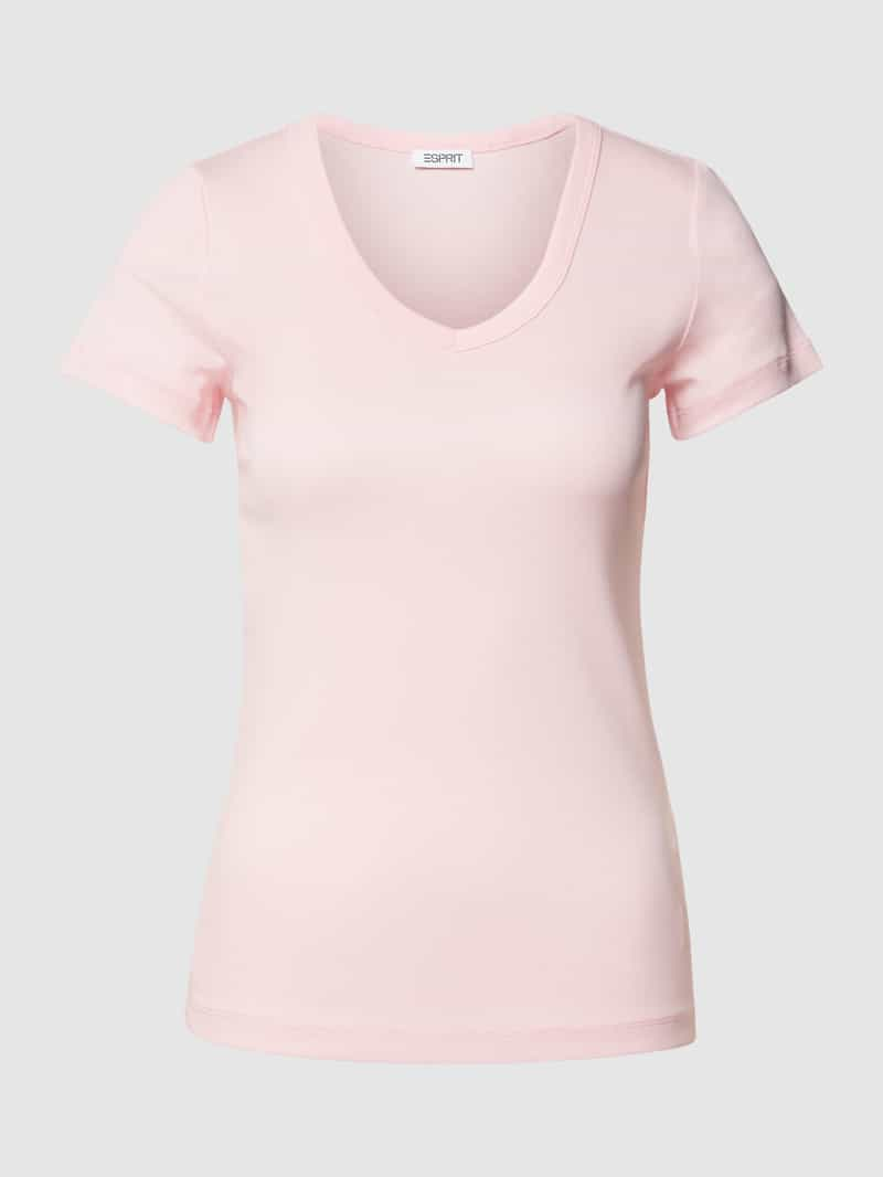 Esprit T-shirt met afgeronde V-hals