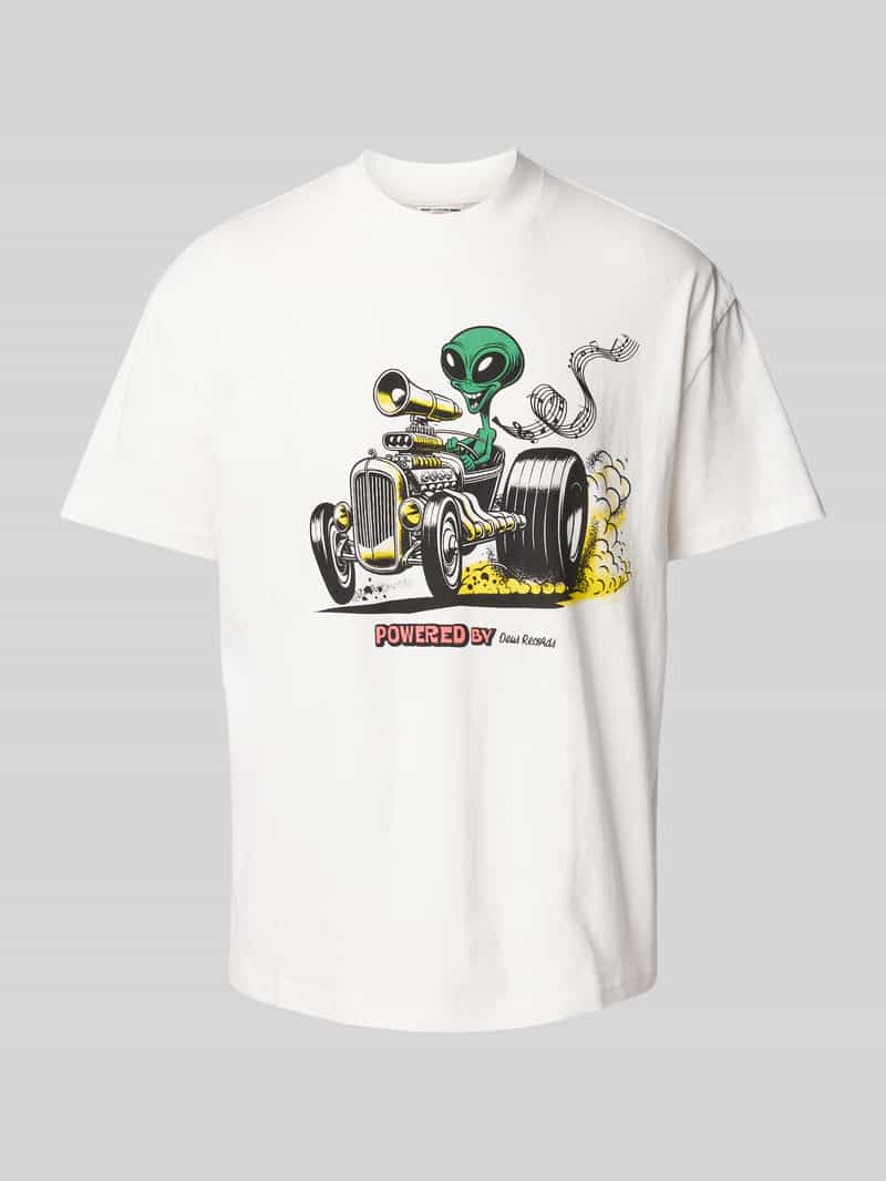 DEUS EX MACHINA T-shirt met geribde ronde hals model 'Celestial'
