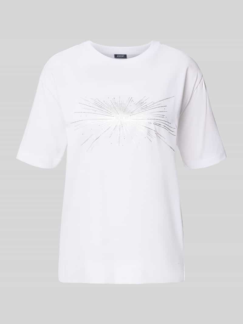 Joop! T-shirt met logo en siersteentjes model 'Tesia'