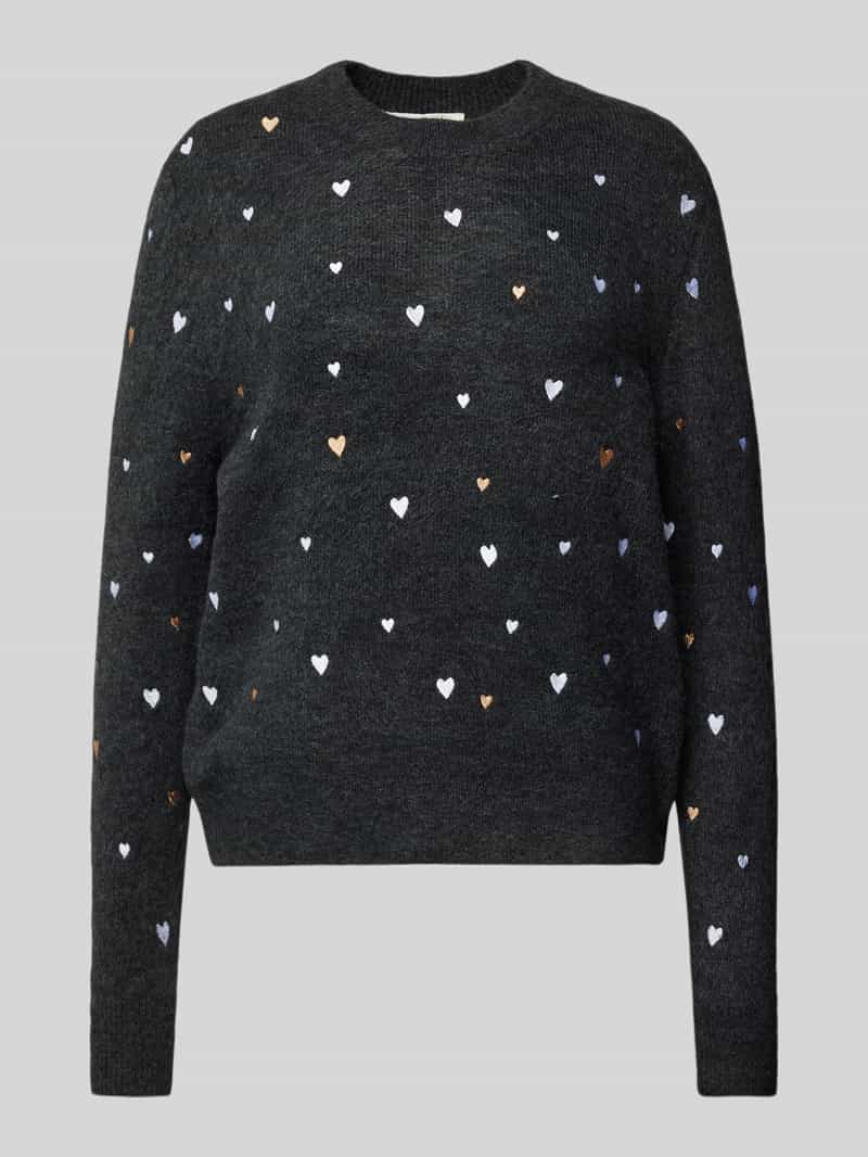 Tom Tailor Denim Regular fit gebreide pullover met geborduurde hartjes