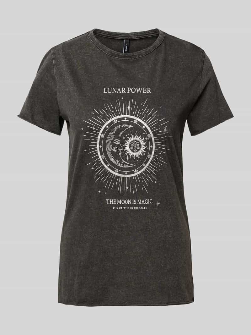 Only Regular fit T-shirt van zuivere katoen met motiefprint model 'LUCY LIFE'