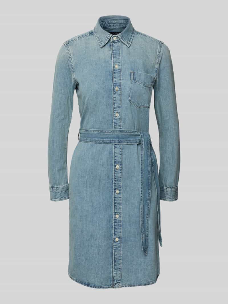 Lauren Ralph Lauren Knielange jeansjurk met strikceintuur model 'JAMEIKA'