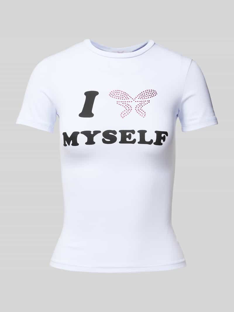 T-shirt met strass-steentjes, model 'Love Yourself'