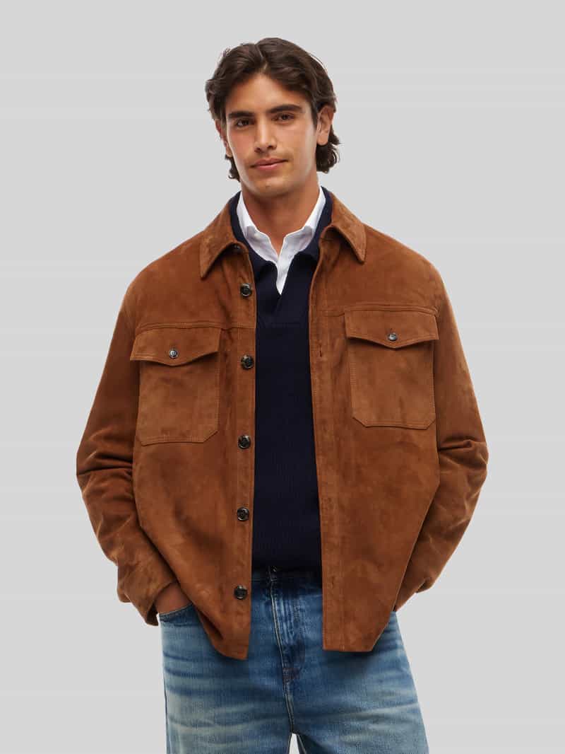 Tommy Hilfiger relaxed fit leren jack van echt chevreau-suède