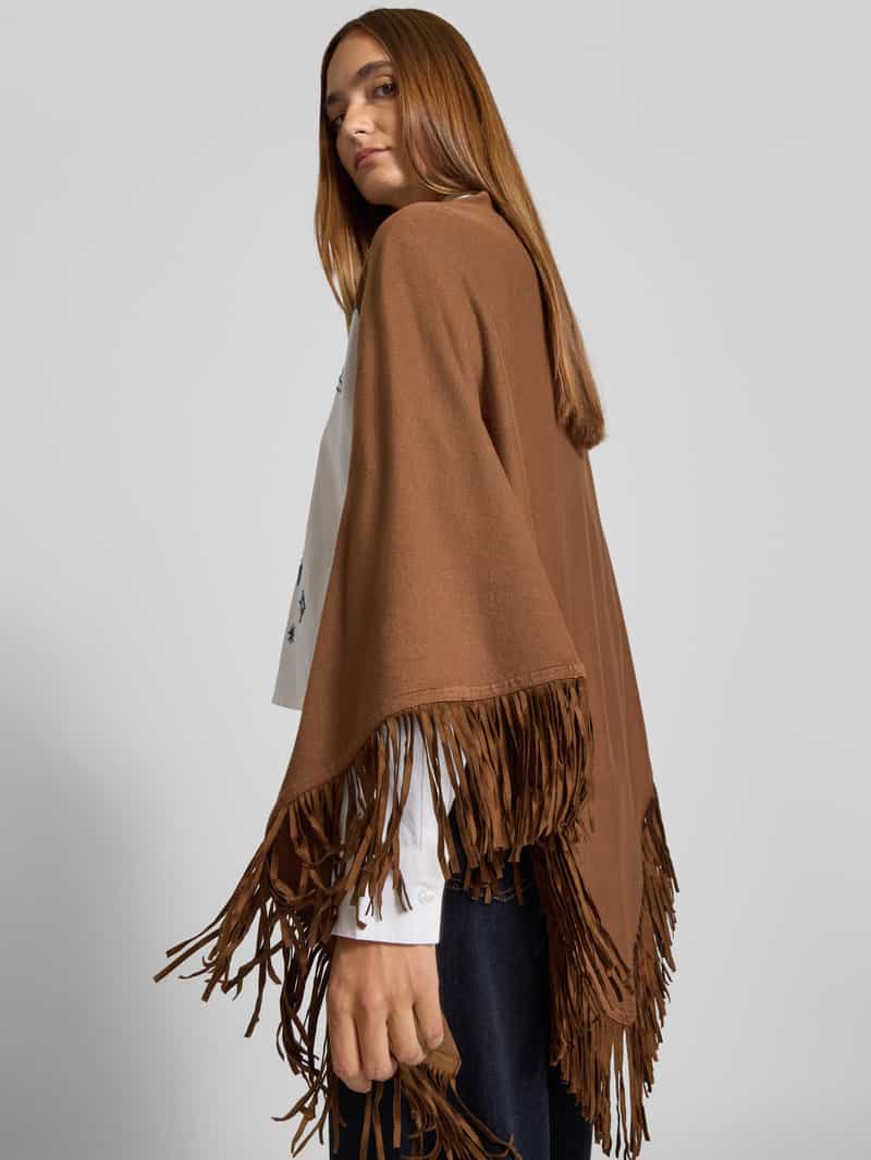 Betty Barclay Poncho van viscosemix met franjes