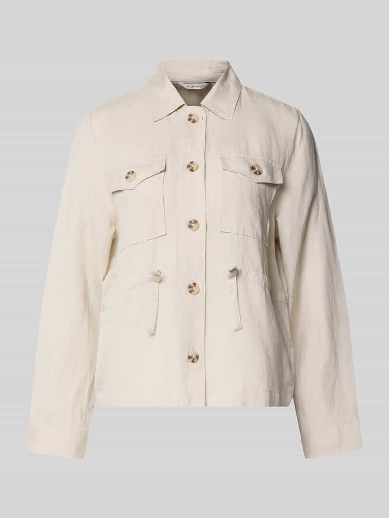 Korte blazer met tailleriem van linnenmix