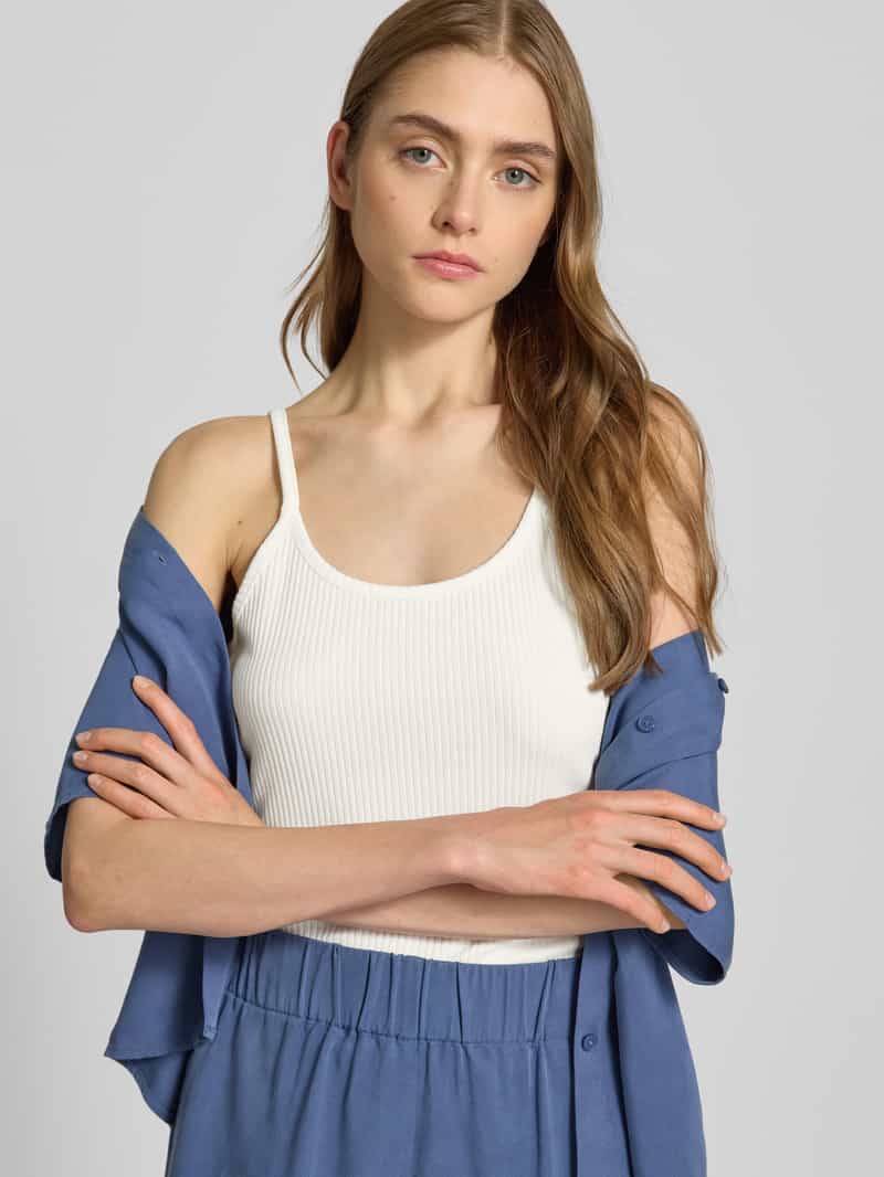 Marc O'Polo DENIM Top met bandjes in riblook met labeldetail