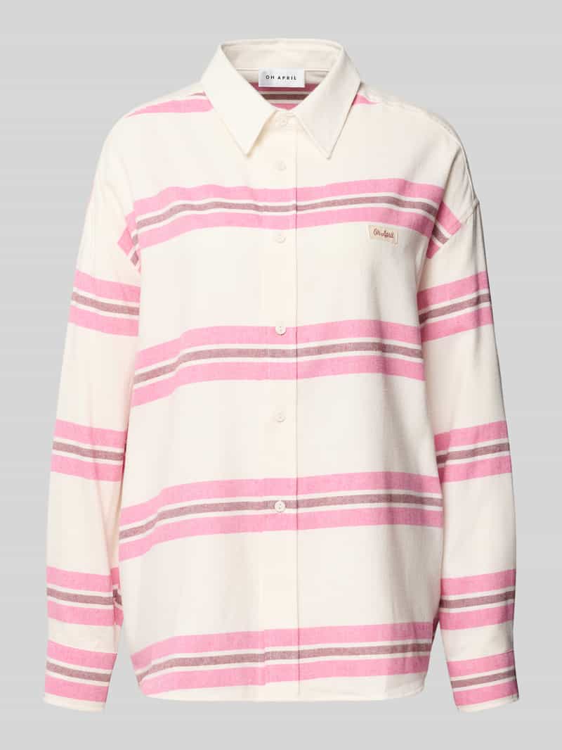 OH APRIL Relaxed fit overhemdblouse met labeldetail model 'Vivian'