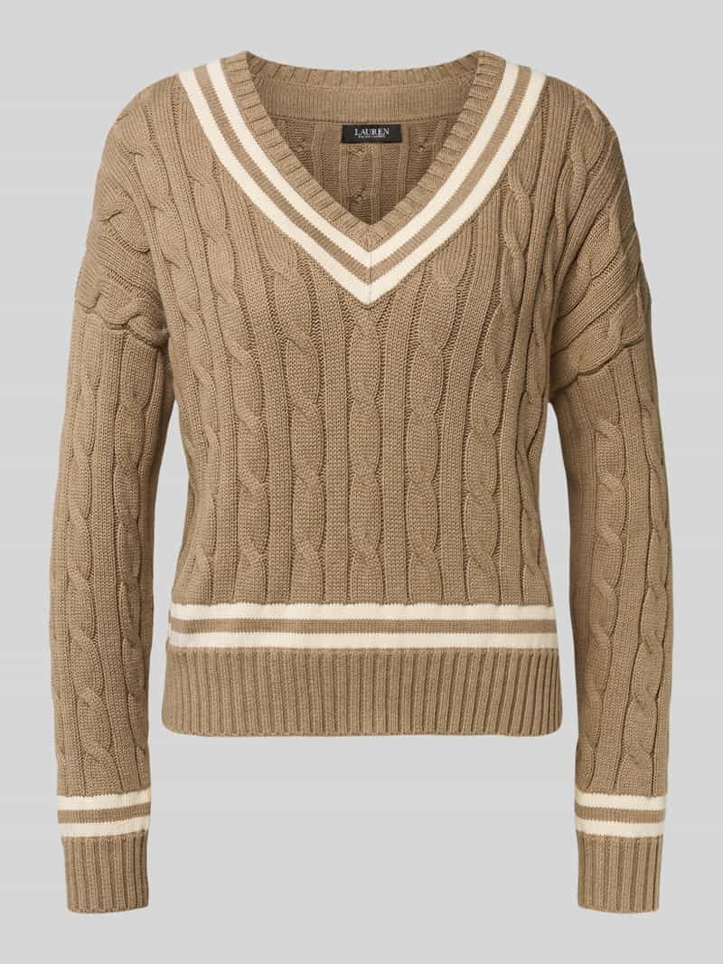 Lauren Ralph Lauren Gebreide pullover met kabelpatroon en V-hals model 'TEDURPH'