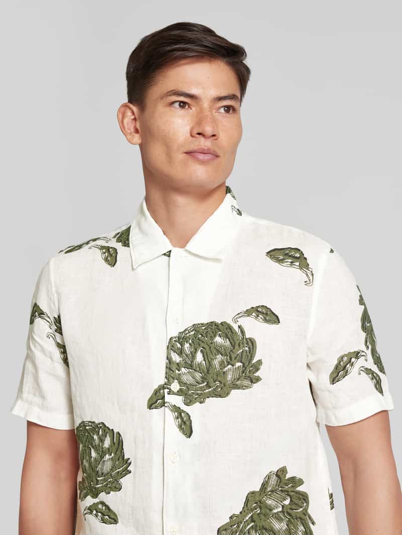 MARC O POLO Regular fit linnen overhemd met motiefprint