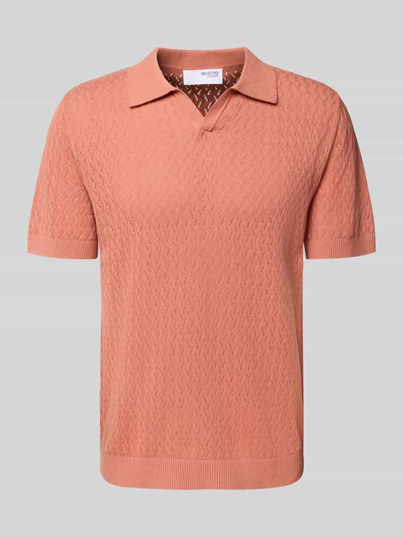 Selected Homme Regular fit poloshirt in gehaakte look model 'LINO'