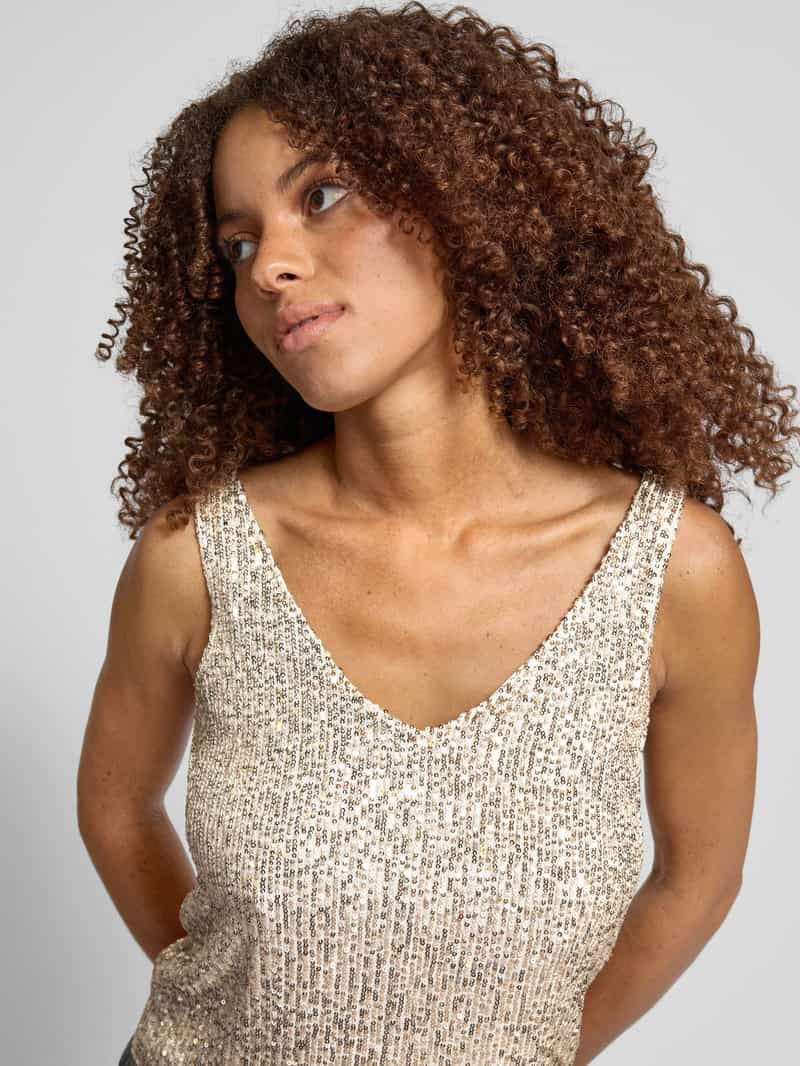 Only Regular fit top met bandjes met pailletten model 'ANA'