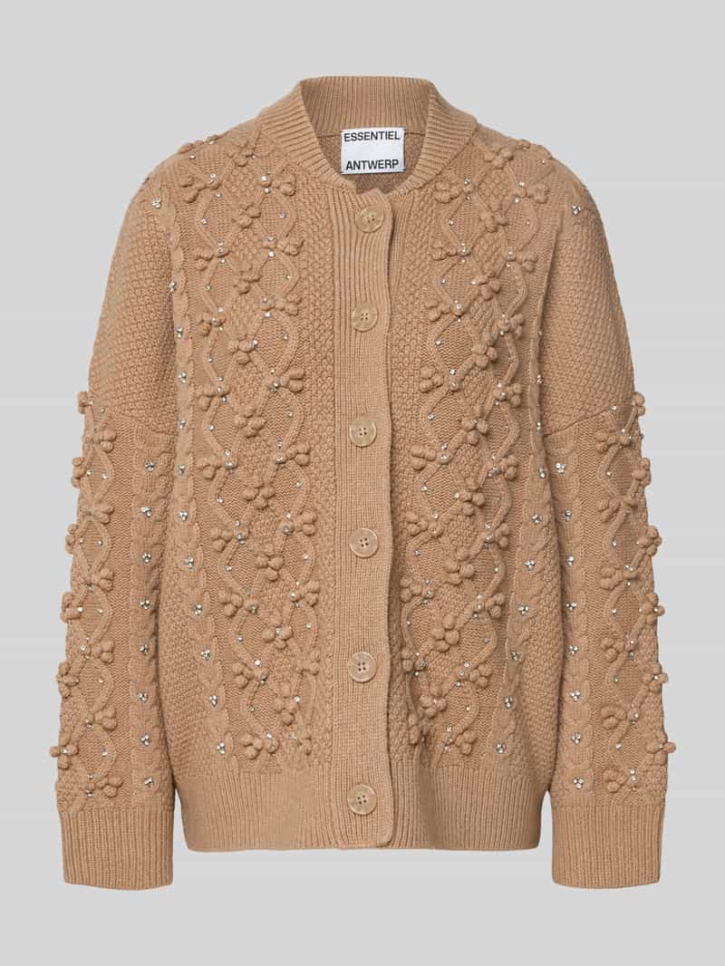 Essentiel Antwerp Loose fit gebreid jack van wolmix met strass-steentjes model 'ILTIMATE'