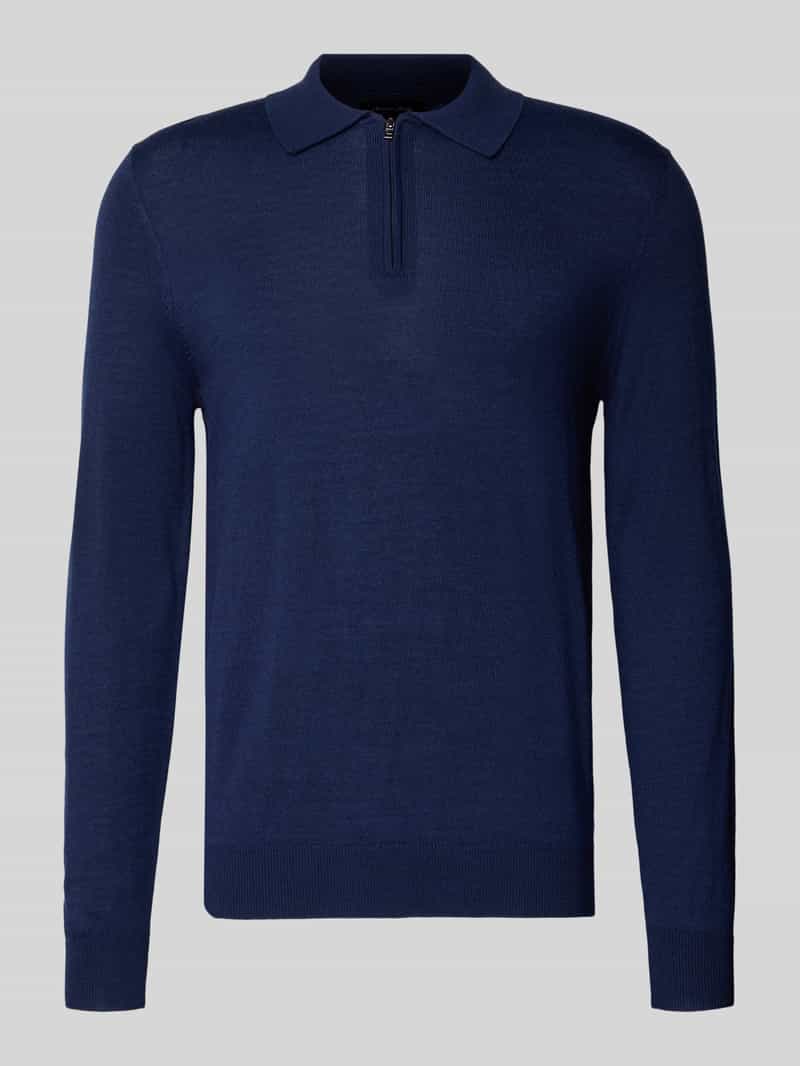 Christian Berg Men Regular fit gebreide pullover van wolmix met platte kraag