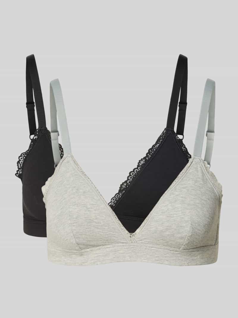 Bralette van katoenmix in set van 2 model 'MC Lace Triangle'