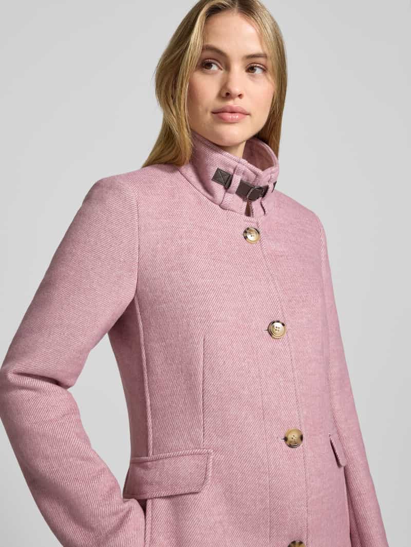 Christian Berg Woman Selection Lange jas met opstaande kraag en klepzakken