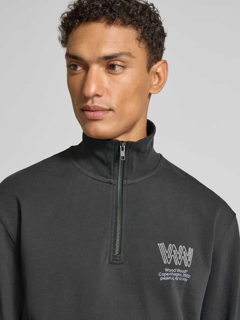 Wood Sweatshirt met opstaande kraag en ritssluiting model 'Jack'