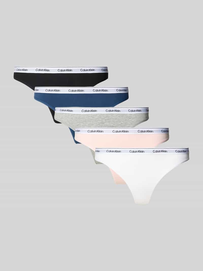 Calvin Klein Underwear String met logostitching in een set van 5 stuks model 'Modern'