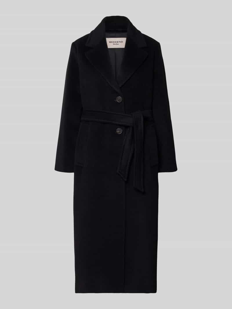 Weekend Max Mara lange wollen jas met strikceintuur model 'WKDBRONTE'