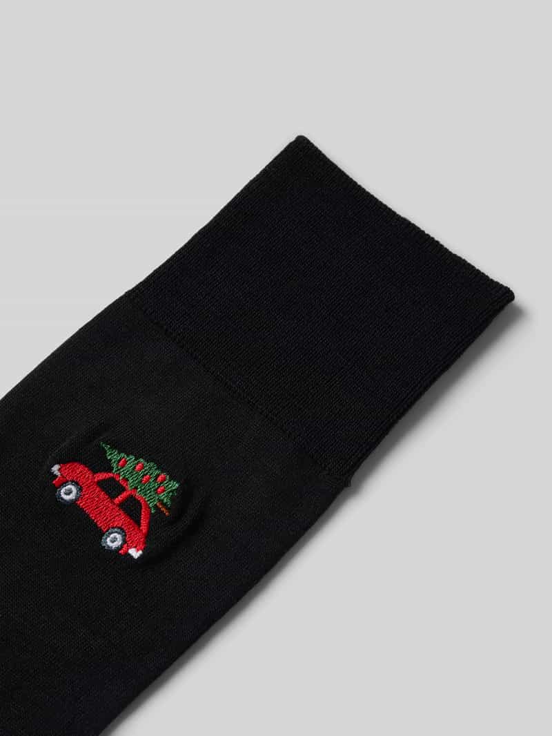 Falke Sokken van scheerwolmix met motiefstitching